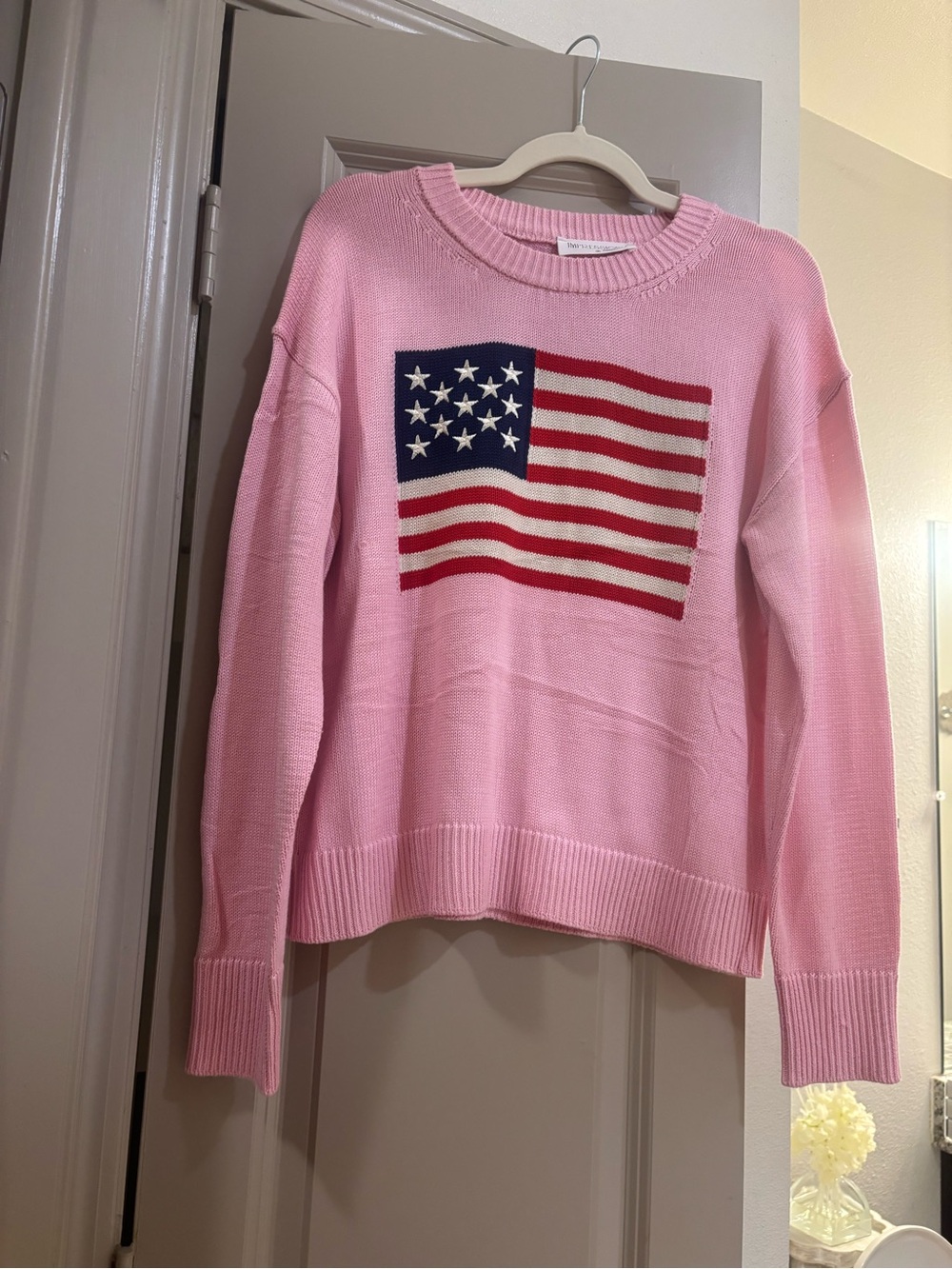 Impressions Online Boutique Crewneck Sweater w/ American Flag (New Without Tags)